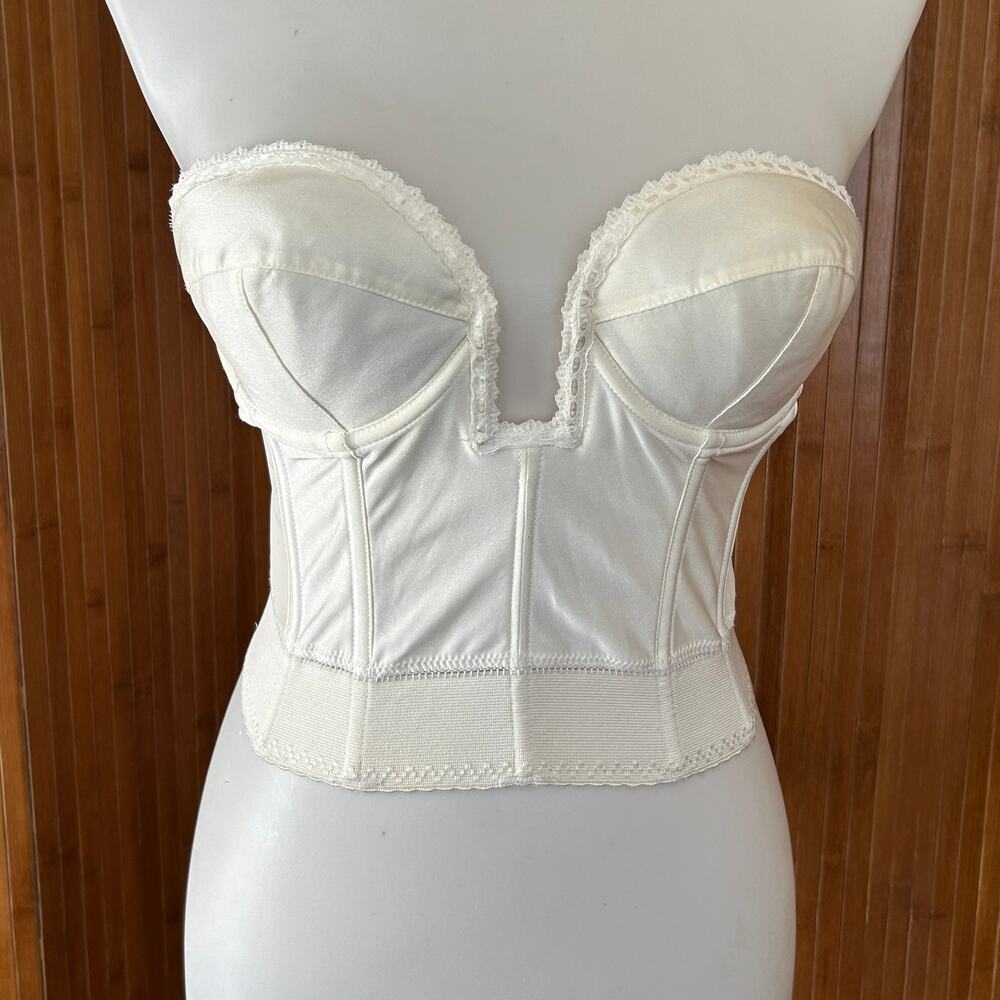 Vintage 1970s Lady Marlene Strapless Low Back Longline Plunge Bustier Bra